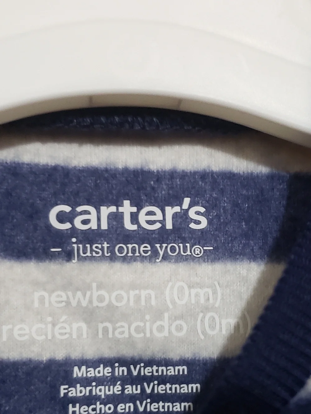 Carter's Navy & Gray Striped Footed One-Piece with Puppy Footies